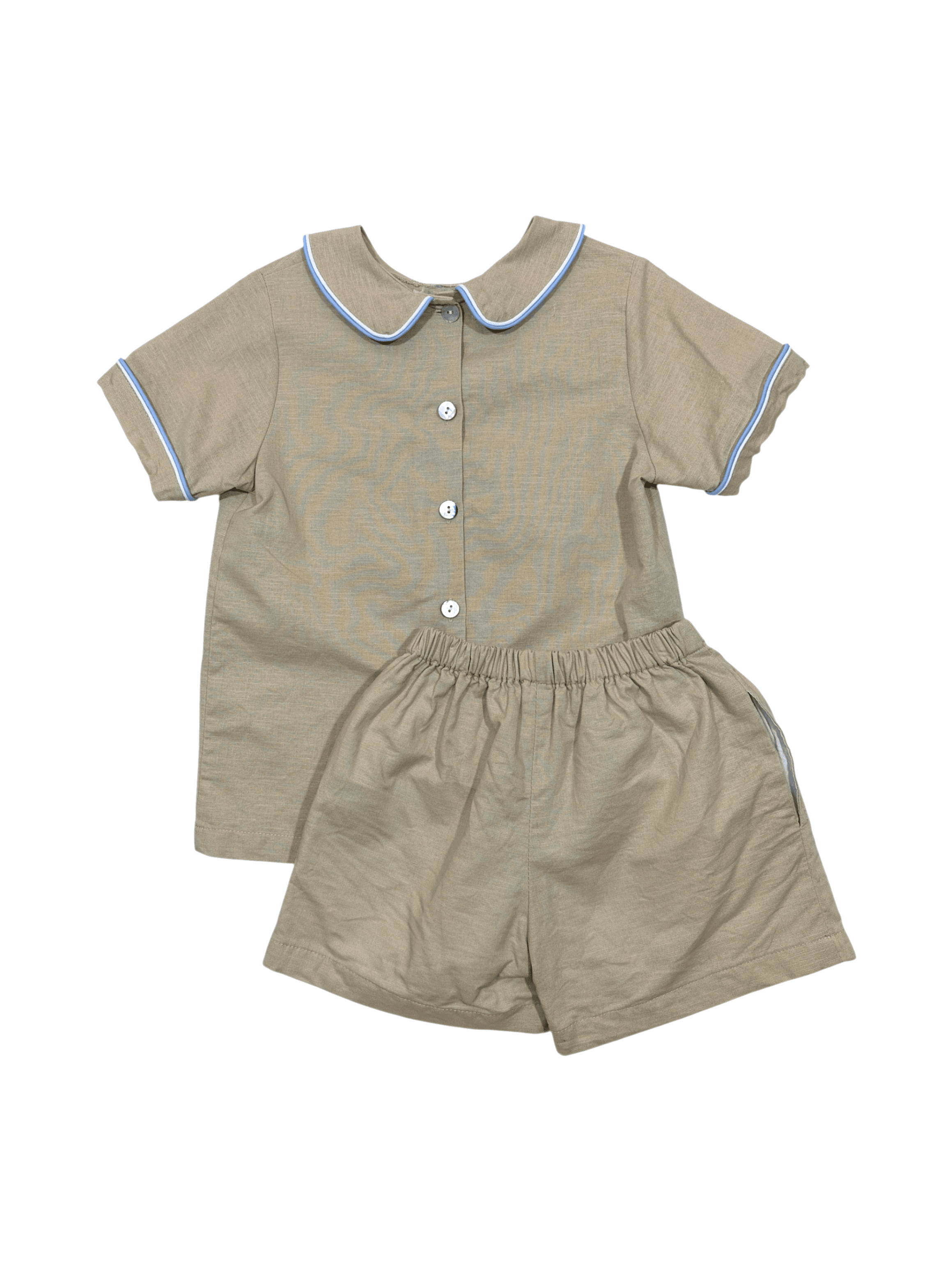 The Oaks boys size 6 Beige Short Sleeve Button-Up Shirt with Piping - Thumbnail 2