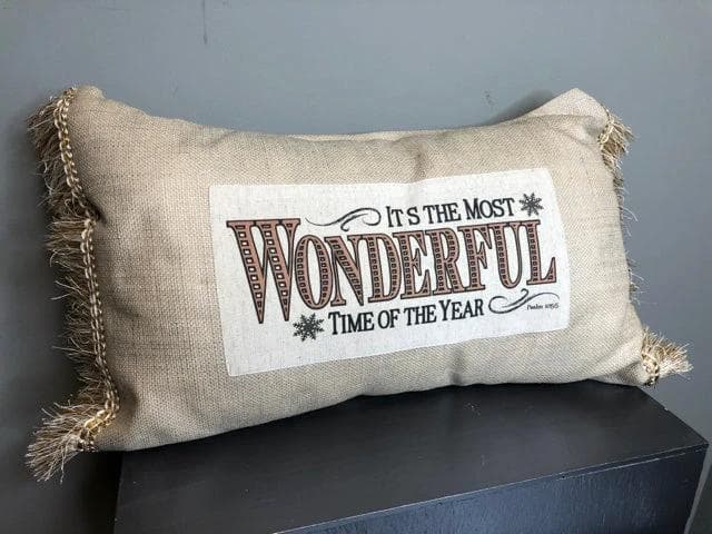 "Its The Most Wonderful Time" Christmas Accent Pillow - Thumbnail 2