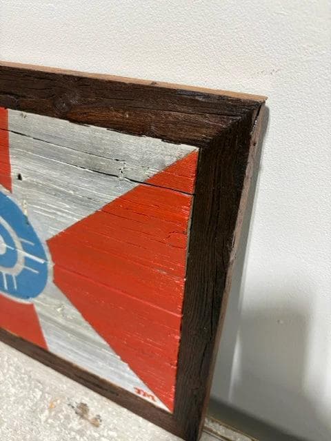 Wichita Flag Painting On Distressed Wood By Local Artist - Thumbnail 2