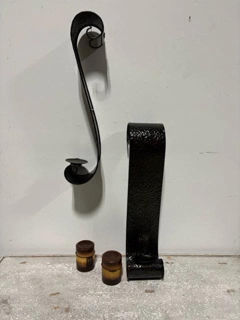 Set of 2 Bronze Stamped Metal Wall Sconce - Thumbnail 2