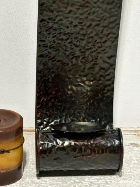 Set of 2 Bronze Stamped Metal Wall Sconce - Thumbnail 3