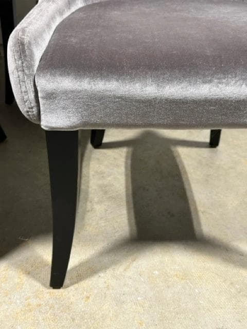 Set of 4 Grey Velvet Dining Chairs - Thumbnail 3