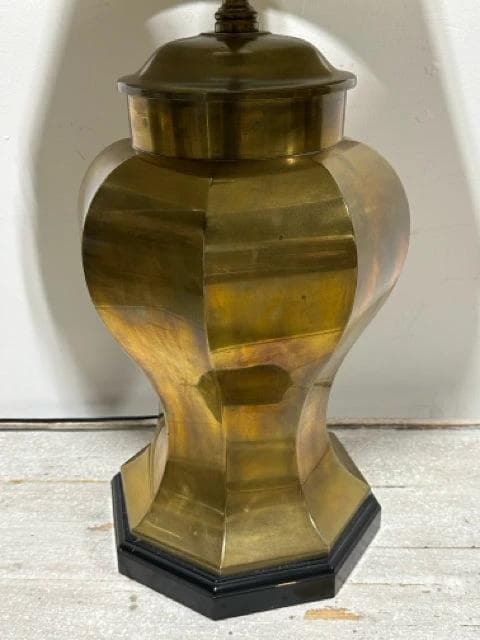 Brass Urn Table Lamp With Cream Pleated Shade - Thumbnail 3