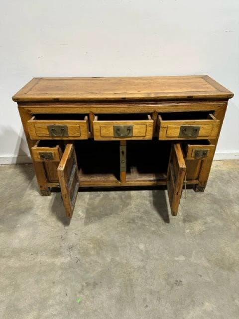 Light Wood 5 Drawer 2 Door Asian Cabinet - Thumbnail 2