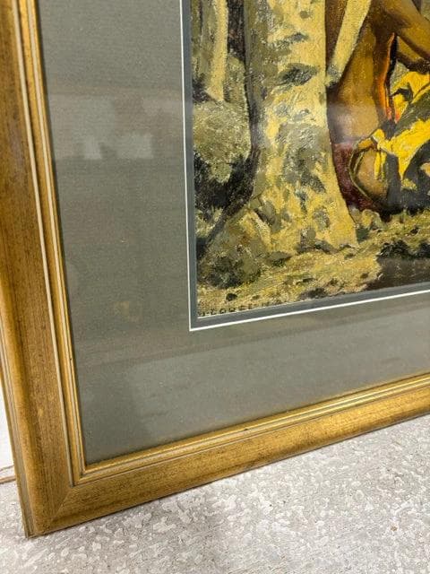 "Campfire, Evening Fire" Gold Framed Print By Eanger Irving Couse - Thumbnail 2
