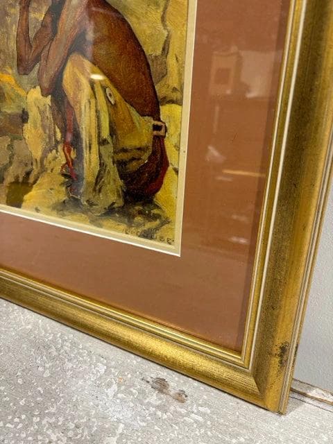 Crouching Canyon Gold Framed Print By Eanger Irving Couse - Thumbnail 2