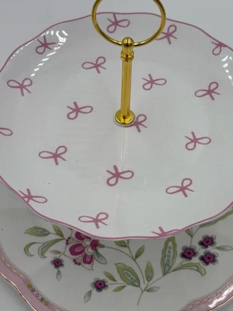 Bow & Floral 2-Tier Serving Tray - Thumbnail 2