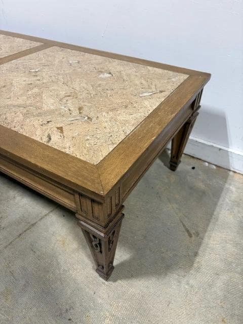 Rectangular Coffee Table With Travertine Inlay Top - Thumbnail 2