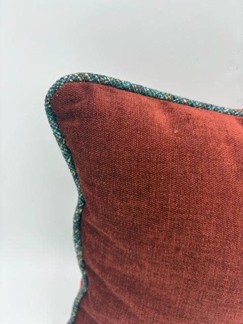 Rust Pillow With Blue Cording - Thumbnail 2