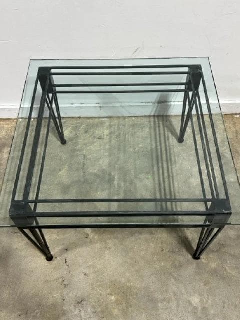 Custom Black Iron Base End Table With Glass Top - Thumbnail 2