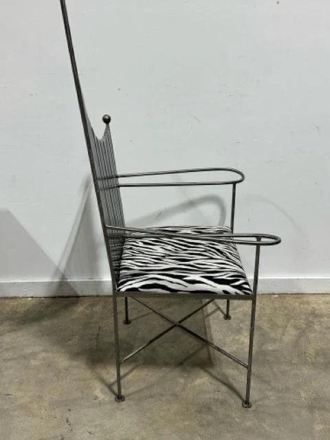 Custom Iron Chair With Zebra Print Upholstery - Thumbnail 4