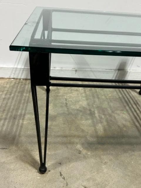 Custom Black Iron Base End Table With Glass Top - Thumbnail 3