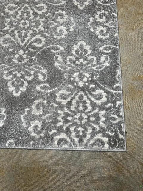 5'3"x7'4" Silver & White Patterned Area Rug - Thumbnail 3