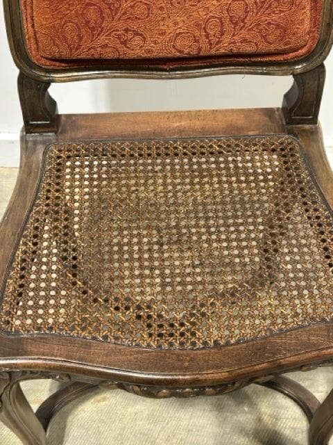 French Provencial Side Chair With Cane Seat And Dark Red Back - Thumbnail 4