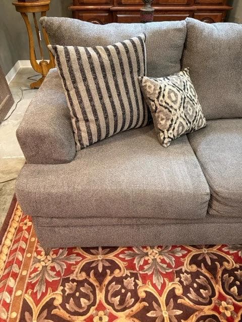 Grey Plush Sofa with 4 Pillows - Thumbnail 3