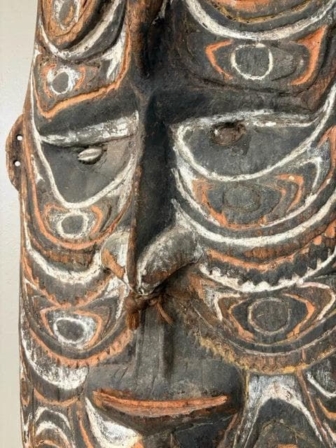 Antique Papua New Guinea Hand Carved Latmul Gable Wooden Mask - Thumbnail 3