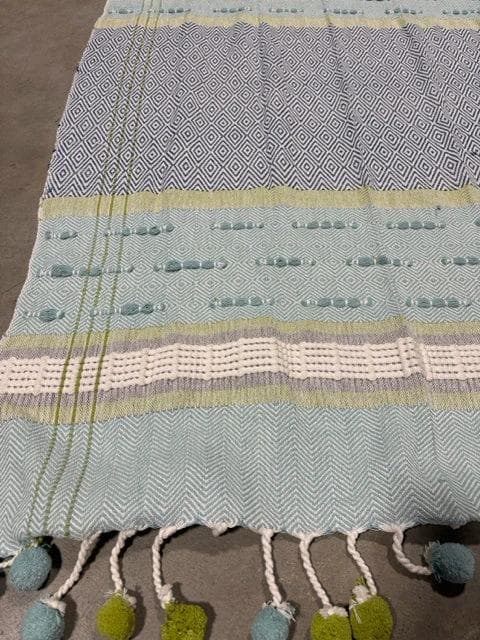 Carol And Fran Green And Blue Throw Blanket - Thumbnail 2