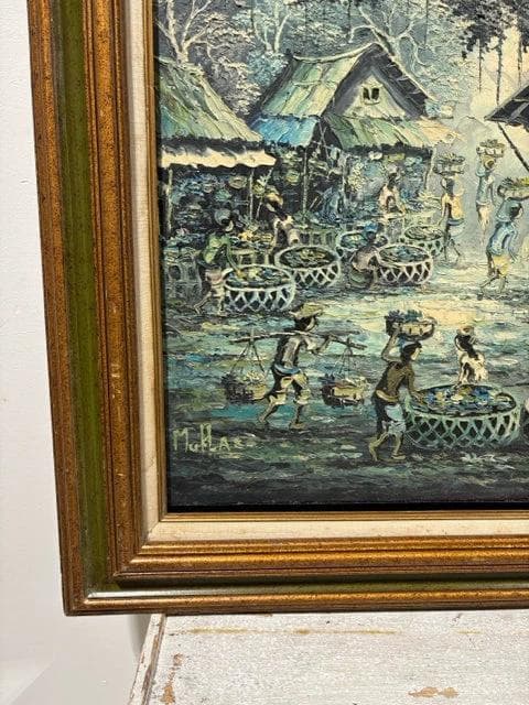 Balinese Village Framed Artwork - Original Oil - Thumbnail 3
