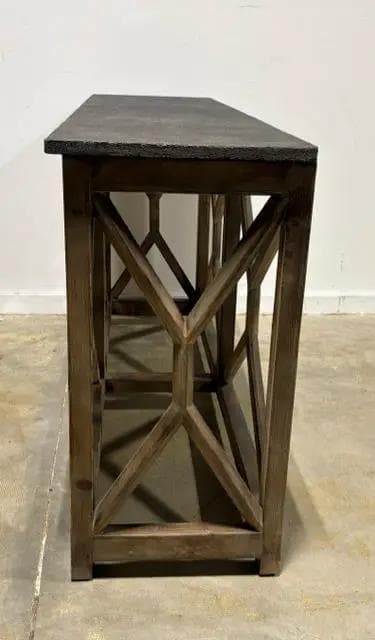 Slate Top Distressed Wood Open Base Console Table - Thumbnail 3