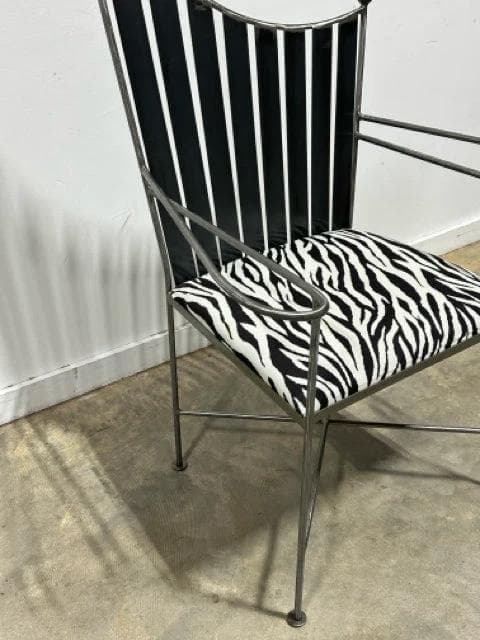 Custom Iron Chair With Zebra Print Upholstery - Thumbnail 2