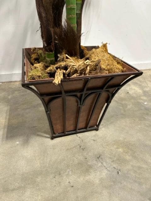 Faux Palm Tree in Metal Planter - Thumbnail 3