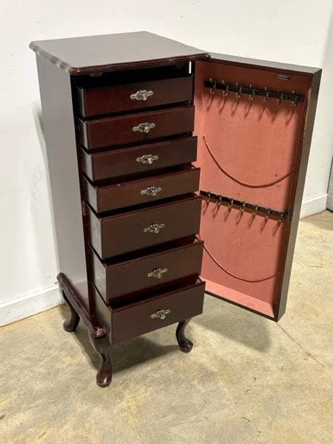 Cherry Wood Standing Jewelry Armoire - Thumbnail 4
