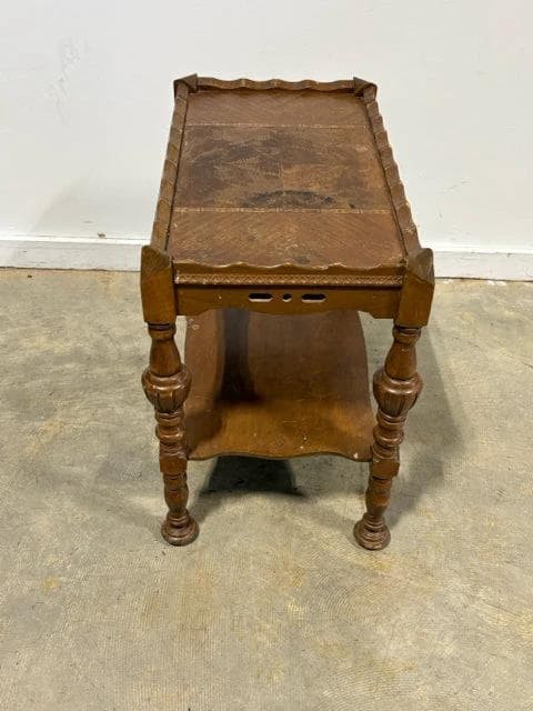 Antique Carved Wood Inlay Rectangle Table - Thumbnail 3