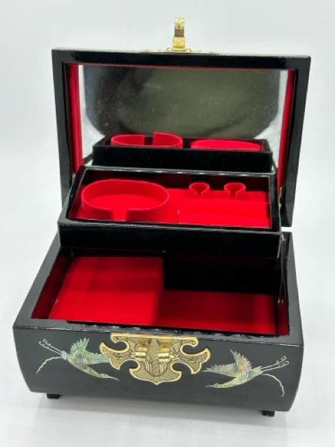 Vintage Chinese Musical Jewelry Box With Abalone Inlay - Thumbnail 5