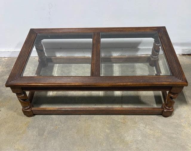 Wood And Glass Barley Twist Rectangular Coffee Table - Thumbnail 2