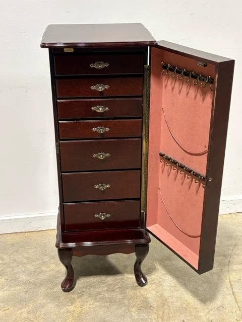 Cherry Wood Standing Jewelry Armoire - Thumbnail 3