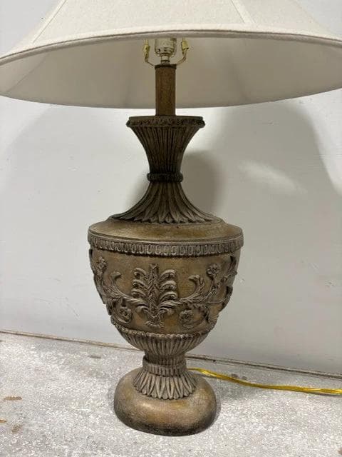 Tan Urn Style Lamp With Cream Shade - Thumbnail 2