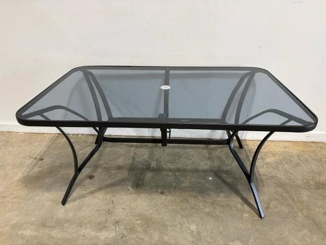 Metal Base With Glass Top Outdoor Patio Table