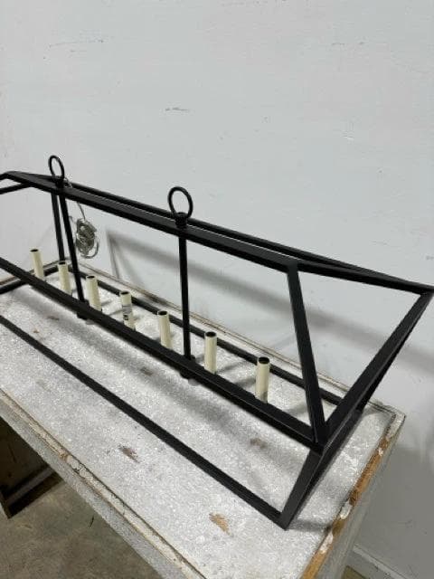 7 Light Black Metal Candelabra Light Fixture AS IS - Thumbnail 2