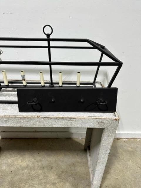 7 Light Black Metal Candelabra Light Fixture AS IS - Thumbnail 3