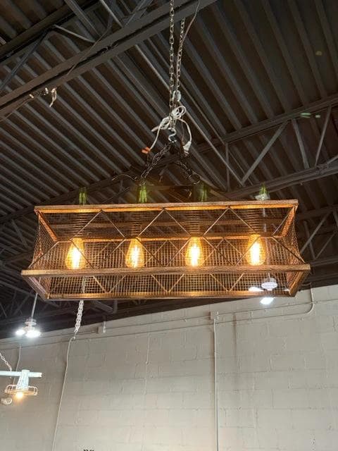 Industrial Linear 4 Light Chandelier