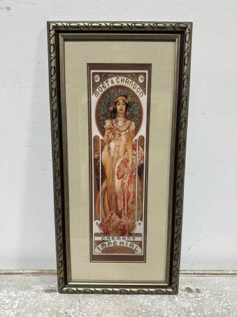 "Moet And Chadon" Gold Framed Artwork