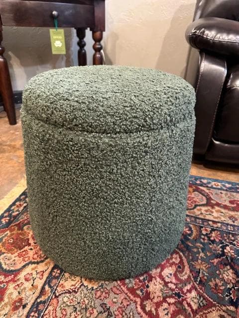 *NEW* Tara Round Storage Ottoman-Green - Thumbnail 2