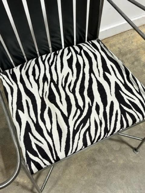 Custom Iron Chair With Zebra Print Upholstery - Thumbnail 3