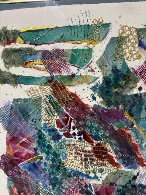 Original Mixed Media Artwork With Gold Accents In Gold Frame By Judith Marshall - Thumbnail 2