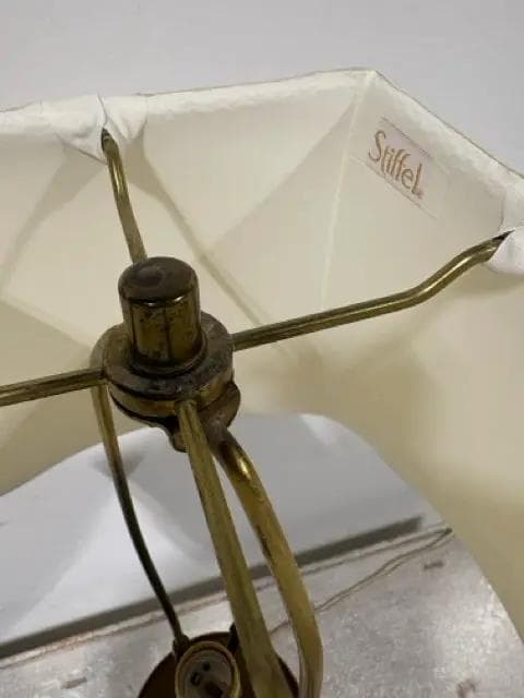 Stiffel Brass Table Lamp with Cream Shade - Thumbnail 3