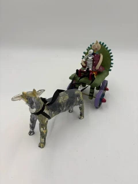 "Goat Cart" Sculpture by Judie Bomberger