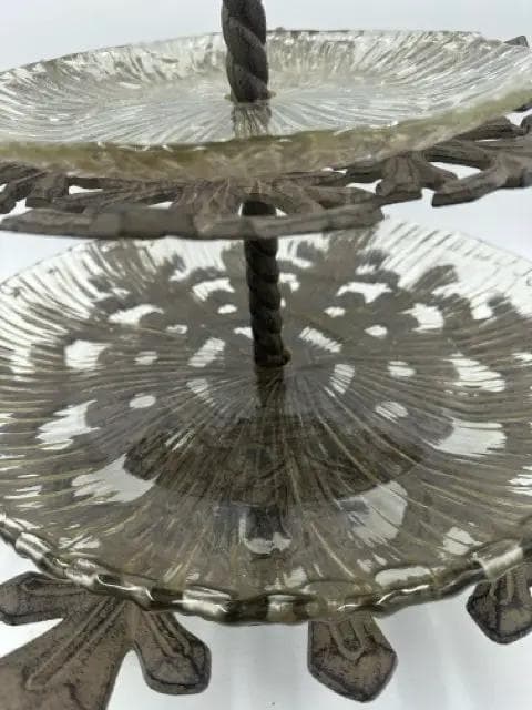 2 Tier Glass and Iron Serving Stand - Thumbnail 2