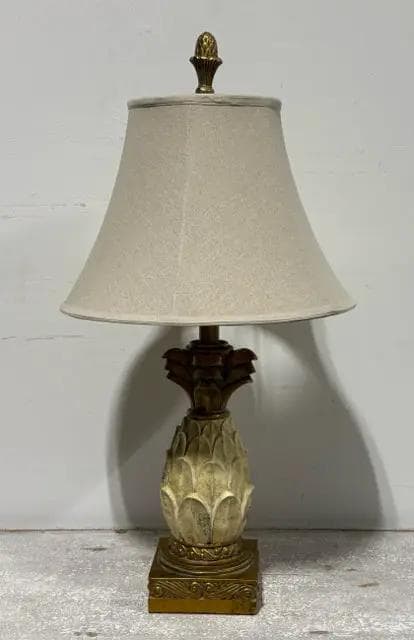 Berman Carved Pineapple Table Lamp With Fluted Shade