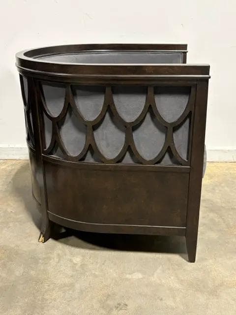 A.R.T. Charcoal Barrel Back Chair With Fretwork (Damage To Back Leg/SOLD AS-IS) - Thumbnail 4