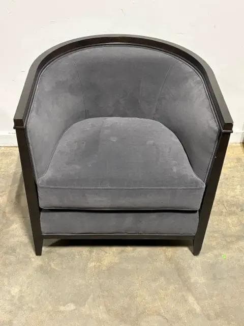 A.R.T. Charcoal Barrel Back Chair With Fretwork (Damage To Back Leg/SOLD AS-IS) - Thumbnail 2