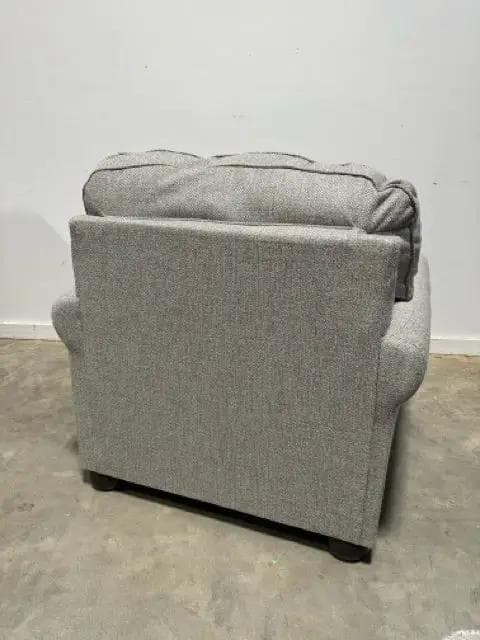 Ashley Grey Chevron Pattern Arm Chair With Ottoman With Nailhead Trim - Thumbnail 3