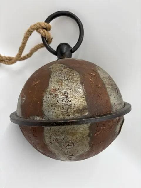 10" Rnd Antique Metal Bell on Rope - Thumbnail 2