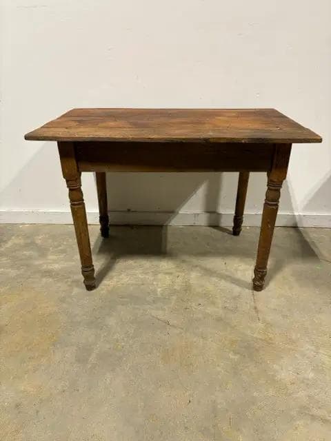 Antique Wooden Accent Table with Spindle Carved Legs