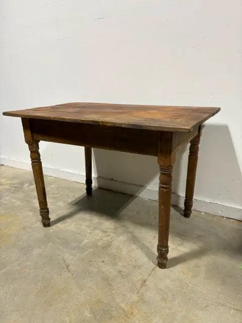Antique Wooden Accent Table with Spindle Carved Legs - Thumbnail 3
