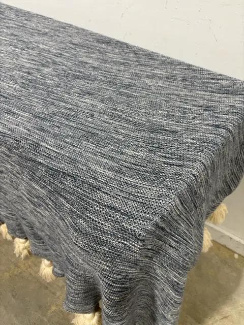 Arhaus Blue And Cream Throw Blanket With Tassels - Thumbnail 2